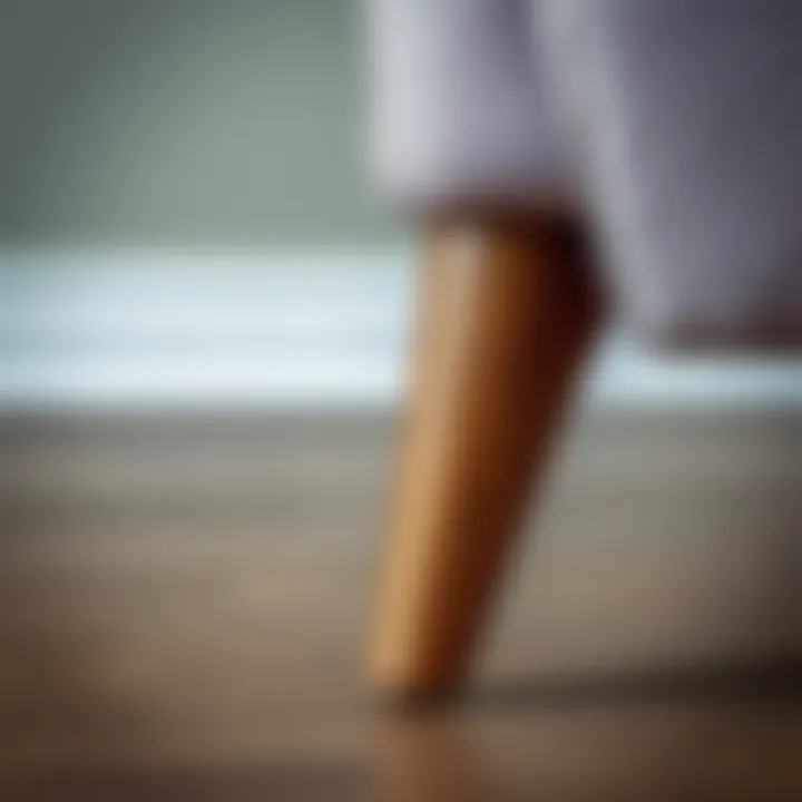 Close-up of a wheeled furniture leg showcasing its design