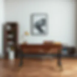 A sleek modern desk with stylish wheeled legs