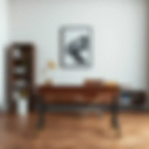 A sleek modern desk with stylish wheeled legs