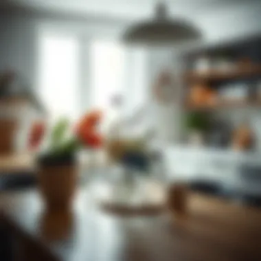 Minimalist flower display enhancing kitchen aesthetics