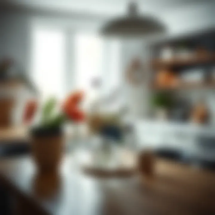 Minimalist flower display enhancing kitchen aesthetics