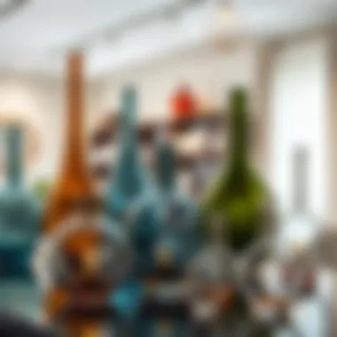 Diverse Modern Blown Glass Designs A variety of modern blown glass designs on display