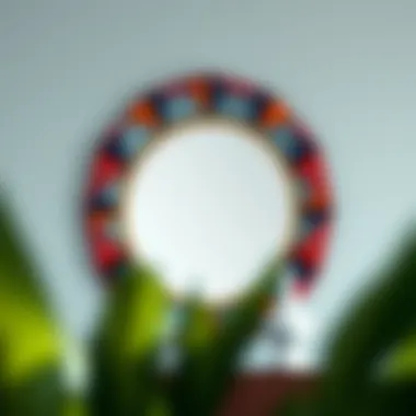 Modern geometric patterned mirror frame showcasing vibrant color combinations