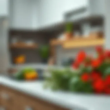 Vibrant herbs and flowers in a modern kitchen