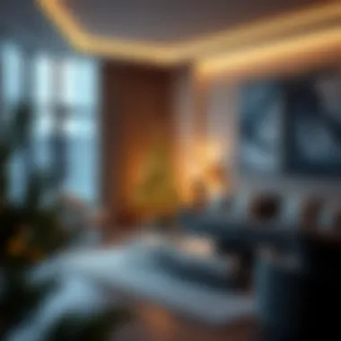 Modern Living Room with LED Tree A modern living room decorated with an LED Christmas tree