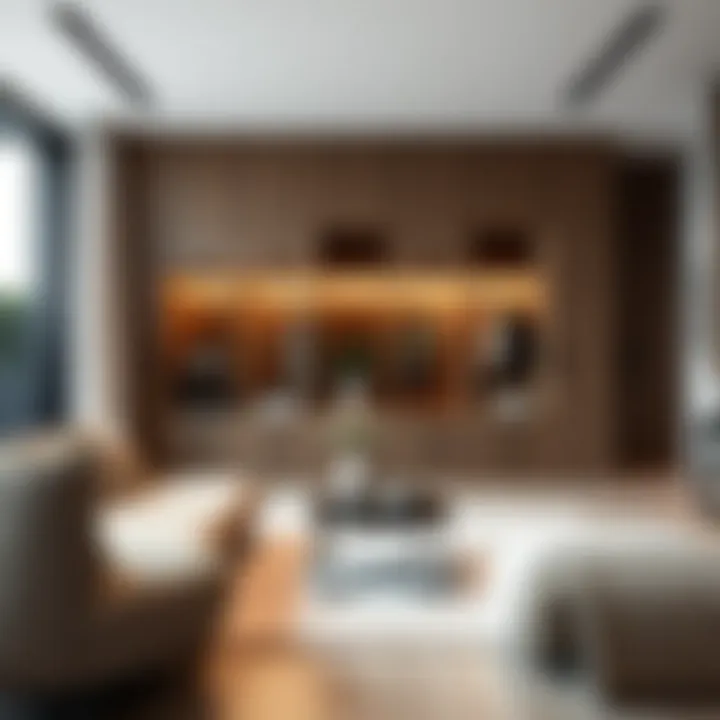 Modern Living Space with Custom Wardrobe A modern living space featuring a stylish custom wardrobe