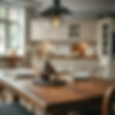 Wooden Kitchen Table Elegance Close-up of wooden kitchen table with decorative elements