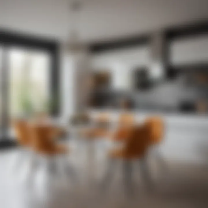 Elegant modern kitchen chairs arranged around a sleek dining table