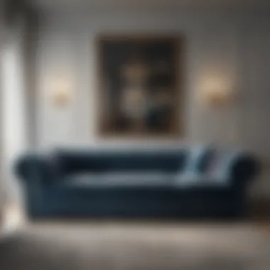 Luxurious Velvet Sofa in Minimalist Space Luxurious velvet sofa in minimalist interior