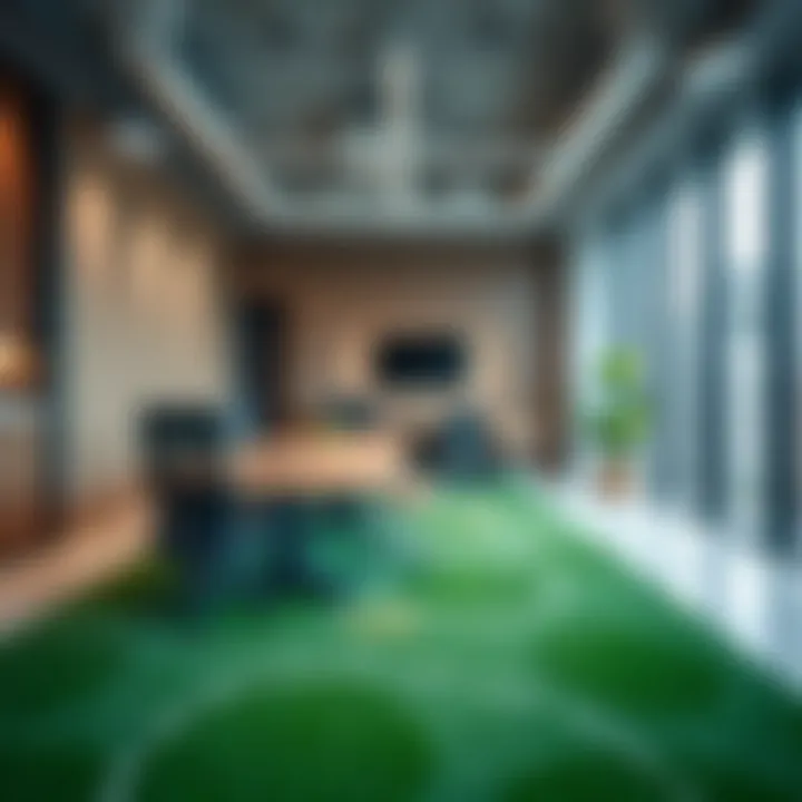 Modern Office Space with Artificial Grass Design Office space with modern artificial grass design