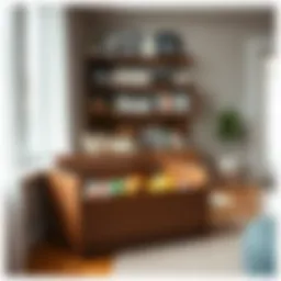 Stylish toy storage box in a modern living room