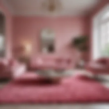 Stylish interior featuring pink rug and contemporary furniture