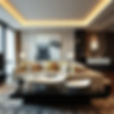 Integrating Porcelain Elegance in Modern Interiors Modern living room featuring porcelain boat plates as decor