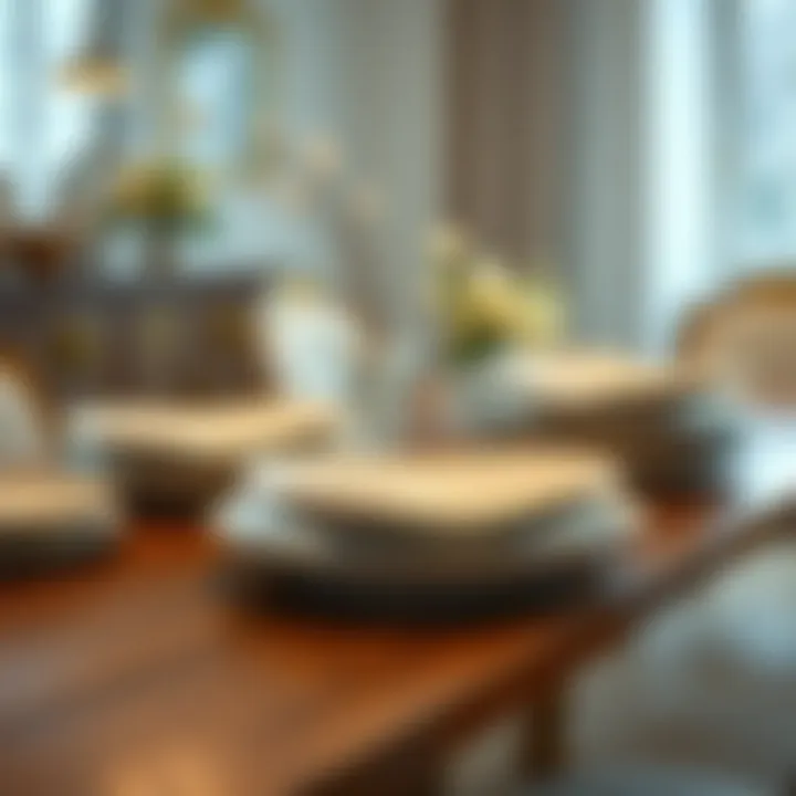 Exquisite Display of Porcelain Boat Plates Elegant porcelain boat plate set displayed on a dining table