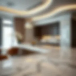 Elegant quartz countertop showcasing intricate patterns