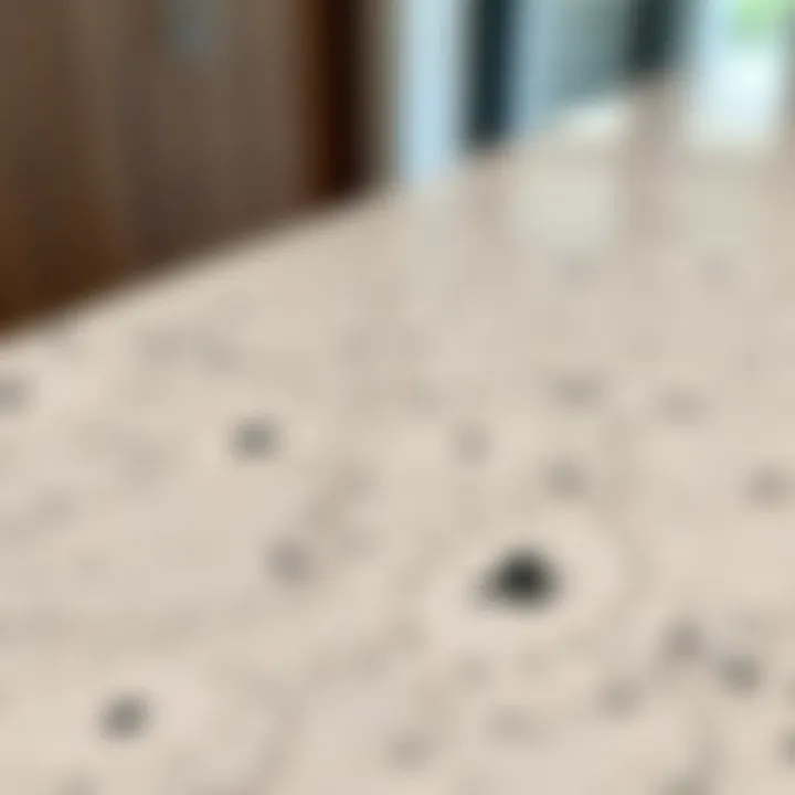 Close-up view of quartz countertop textures
