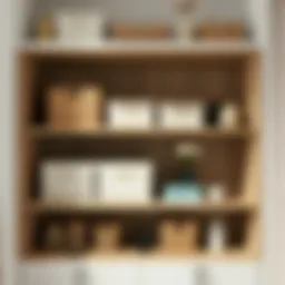 Elegant organized shelves with storage boxes