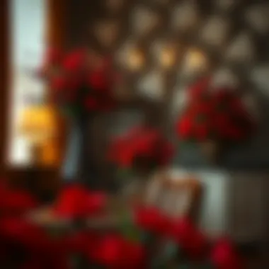 Red floral arrangement enhancing ambiance