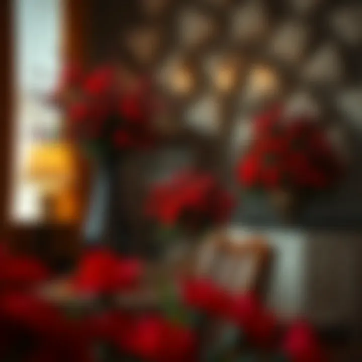 Red floral arrangement enhancing ambiance