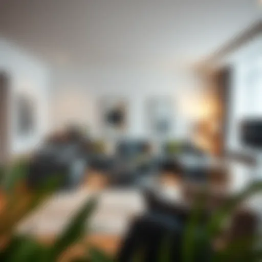 Modern living room layout with stylish furniture