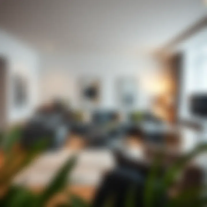 Modern living room layout with stylish furniture