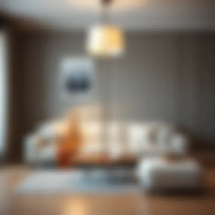 Stylish floor lamp in a minimalistic living room setting