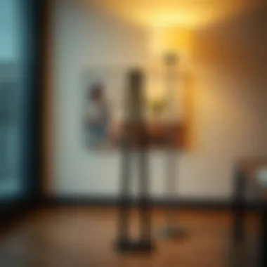 Warm light from a decorative floor lamp creating a welcoming atmosphere