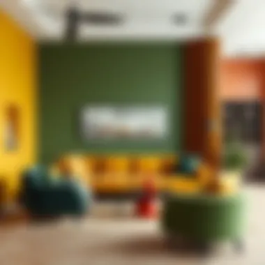 Harmonious Color Palette with Yellow-Green Accents Stylish interior showcasing harmonious color palette with yellow-green accents