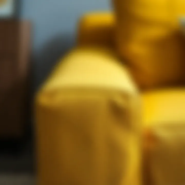 Texture of Yellow-Green Sofa Fabric Close-up of yellow-green fabric texture on contemporary sofa