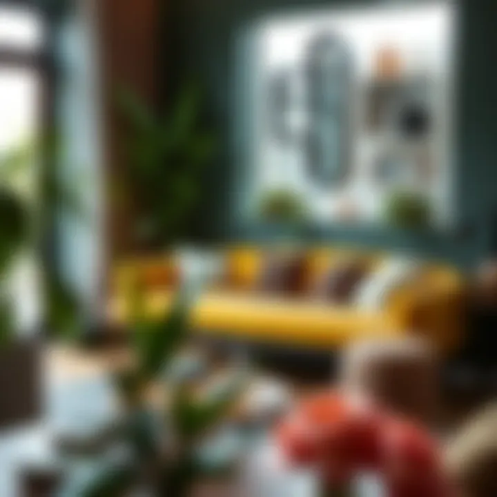 Cozy Reading Nook with Yellow-Green Sofa Cozy reading nook featuring a yellow-green sofa and decorative elements