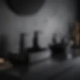 Elegant black bathroom accessories on a minimalist countertop