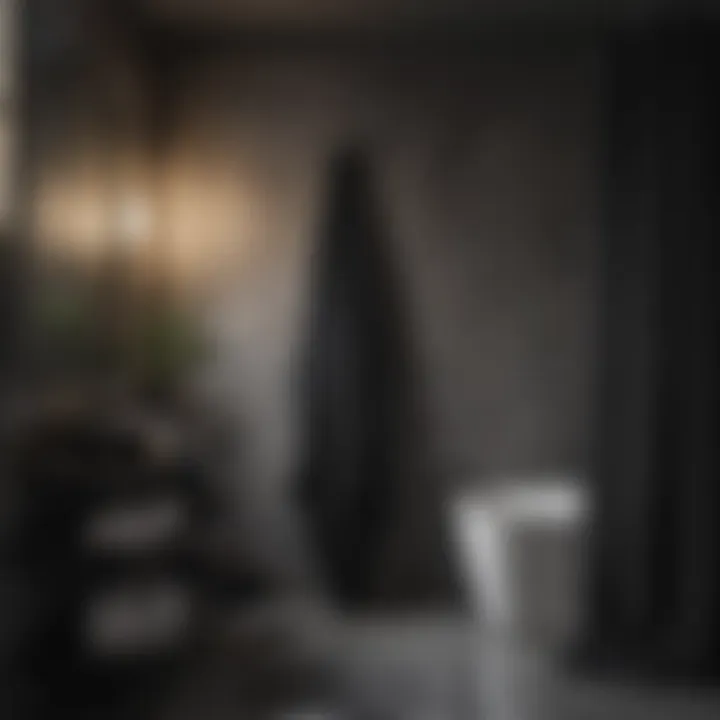 Stylish black towels and decor enhancing a luxurious bathroom