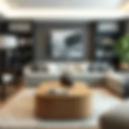 Elegant black cork coffee table in a modern living room setting