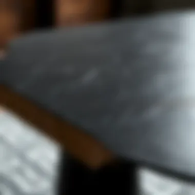 Unique Texture of Black Cork Table Close-up of the texture of a black cork table showcasing its unique design