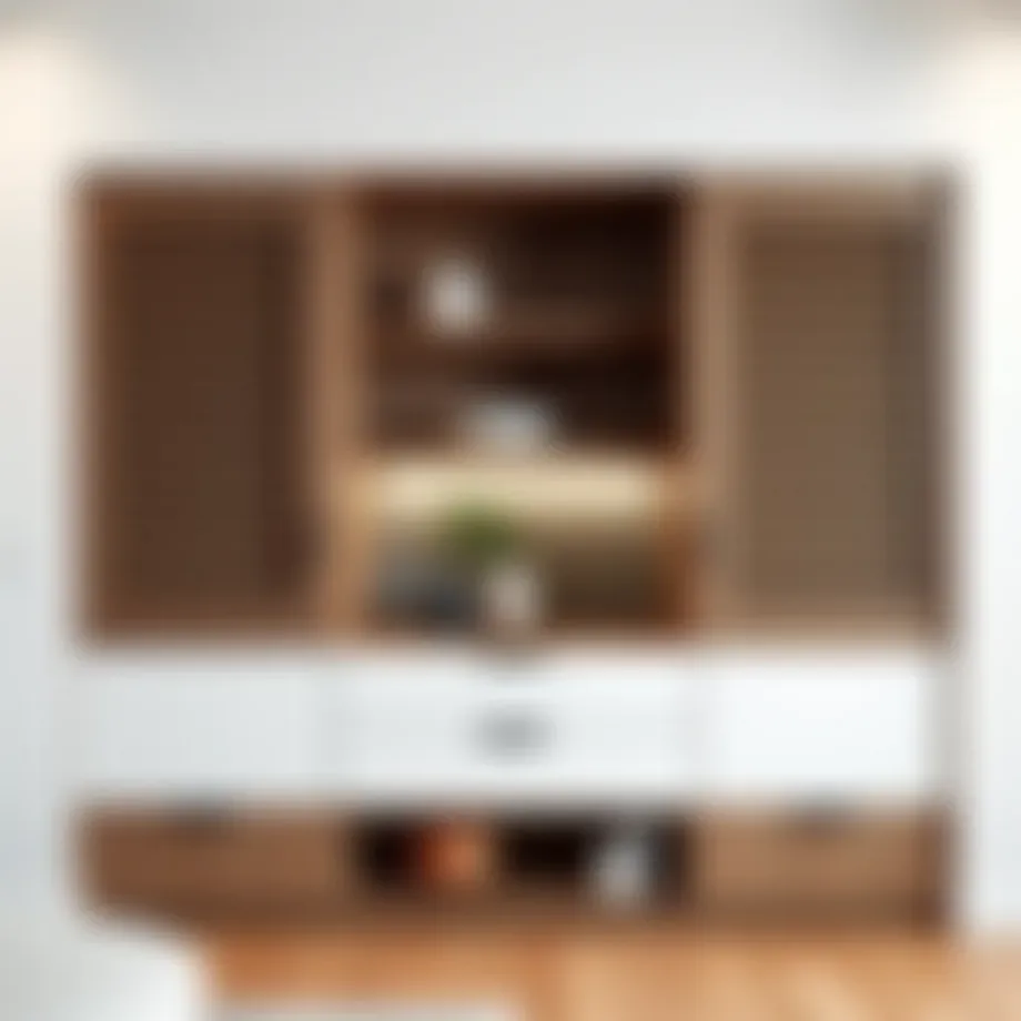 Sleek modern sliding shutter cabinet design showcasing functionality