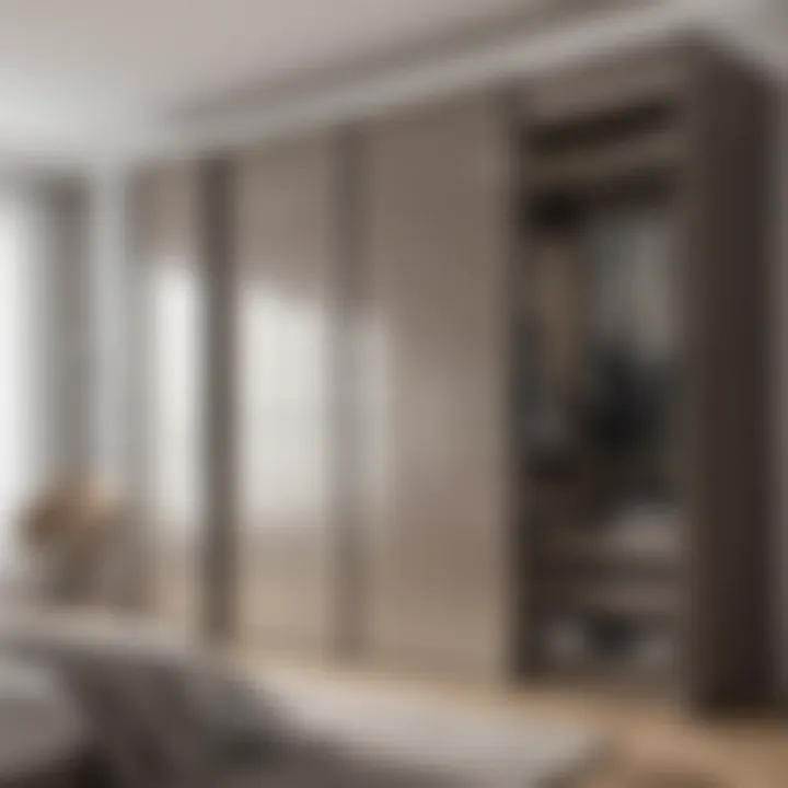 Different sizes of sliding wardrobes in a showroom