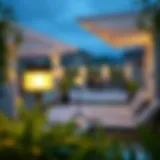 Elegant solar garden lights illuminating a modern patio