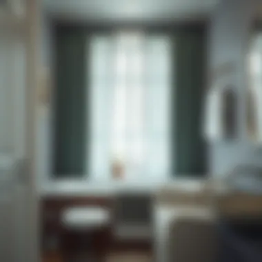 Fabric Curtains Stylish fabric curtains offering a cozy touch to the bathroom