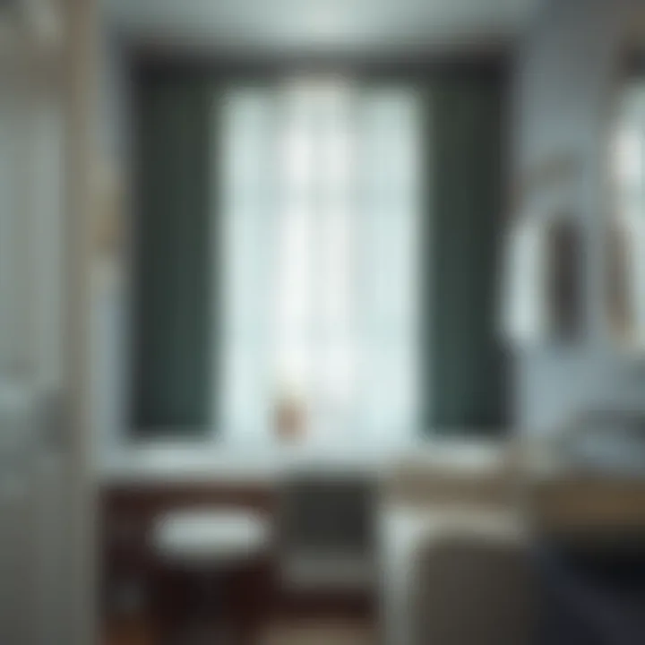 Fabric Curtains Stylish fabric curtains offering a cozy touch to the bathroom