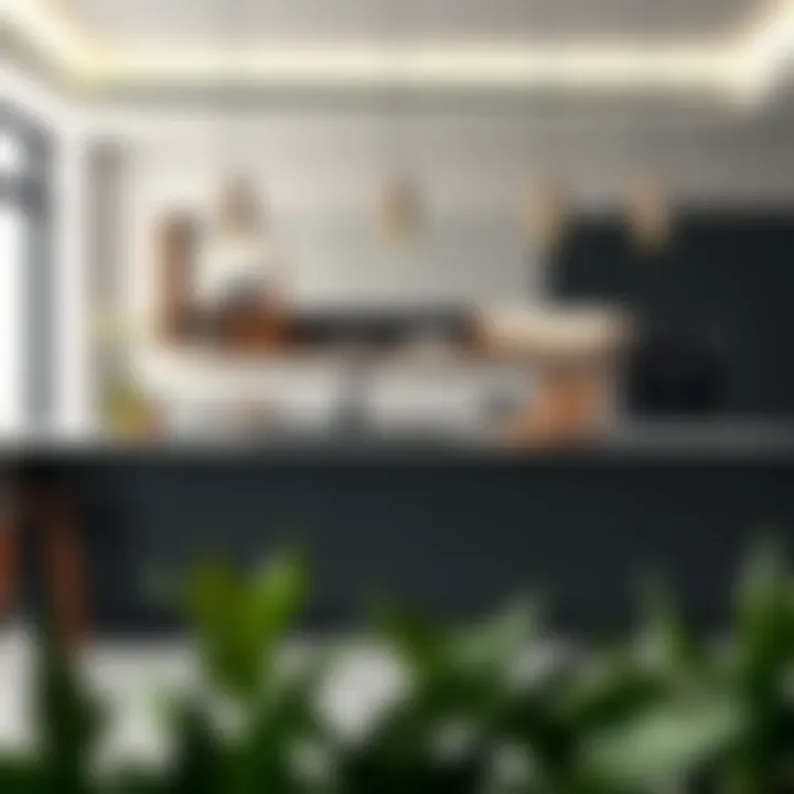 Stylish kitchen featuring a quartz island