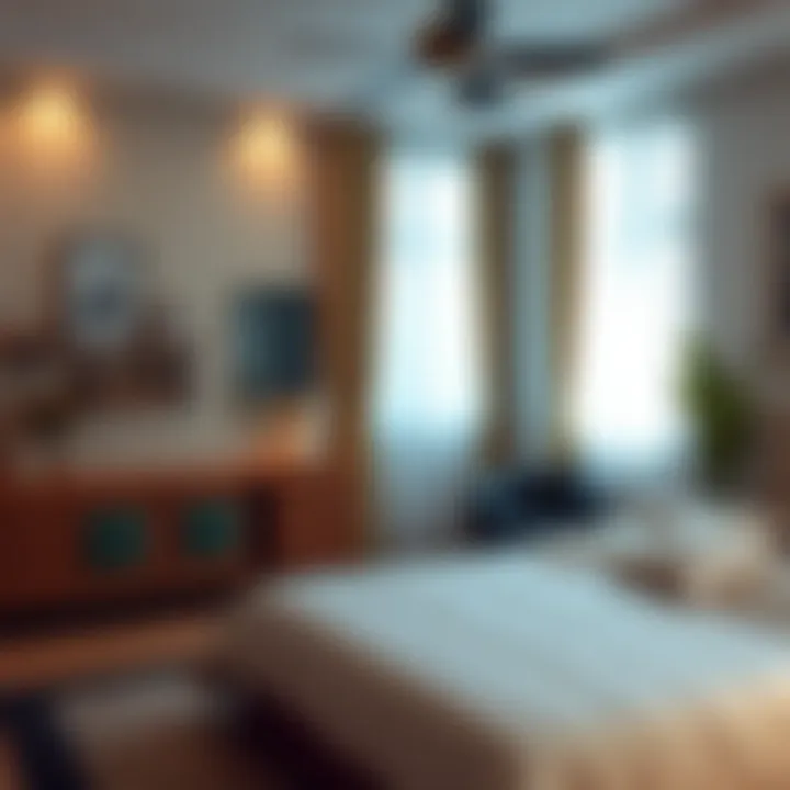 Elegant and organized bedroom interior with appropriate furniture