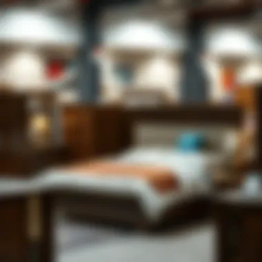 Variety of affordable bedroom sets displayed in a store