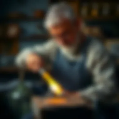 Traditional Glass Blowing Art Traditional glass blowing technique captured in action