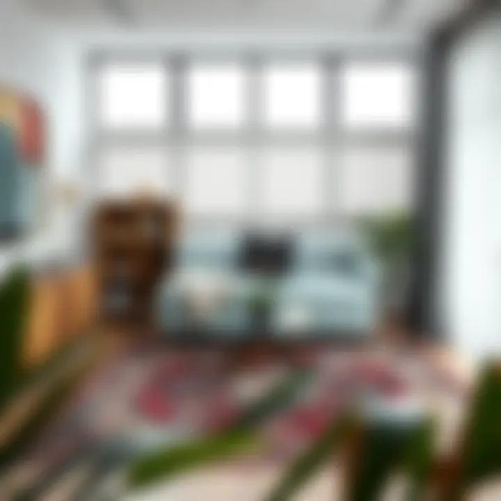 A traditional silk rug being displayed in a modern interior