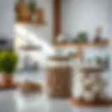 Elegant transparent storage containers in a modern kitchen setting