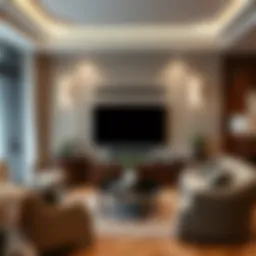 Elegant living room setup with a television at optimal height