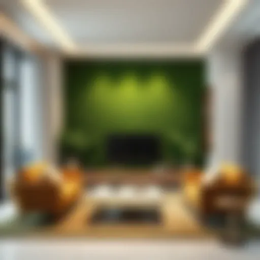 Artificial Grass Wall in Modern Interior Vibrant artificial grass wall enhancing interior decor