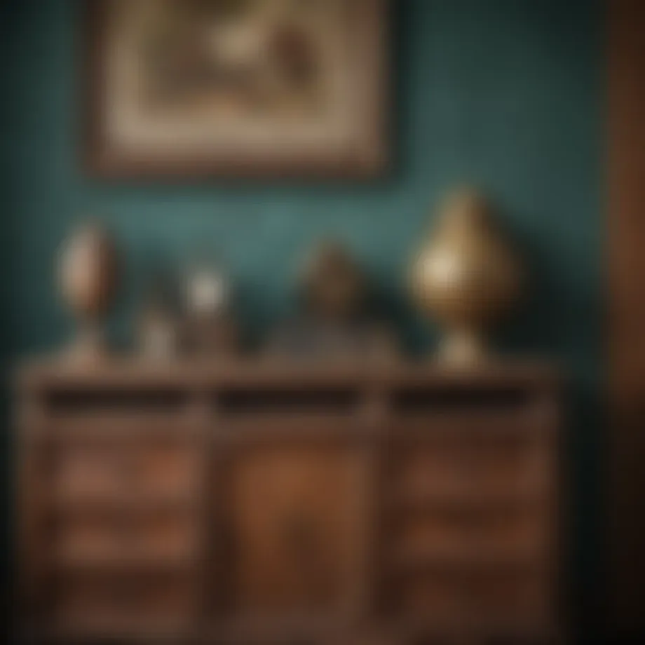 A collection of vintage decorative items showcasing weathered textures.