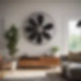 High-quality wall-mounted fan in a modern living room setting