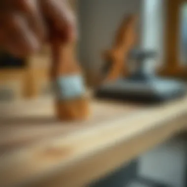 Expert Application of Wood Varnish Close-up of a high-quality wood varnish application.